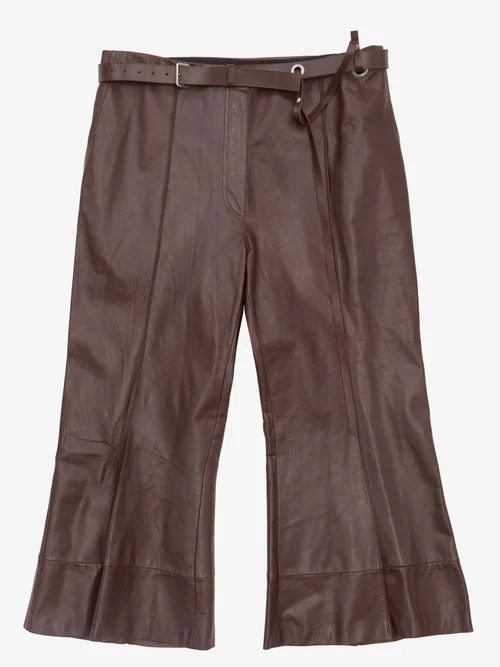 Céline Ss17 Cropped Leather Trousers - Womens - Burgundy