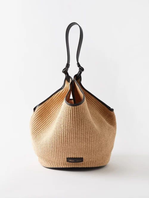 Lotus Medium Faux-raffia Leather-trim Handbag - Womens - Natural