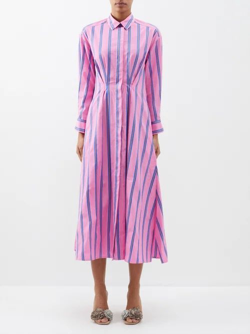 Patty Striped Cotton-poplin Shirt Dress - Womens - Pink Blue