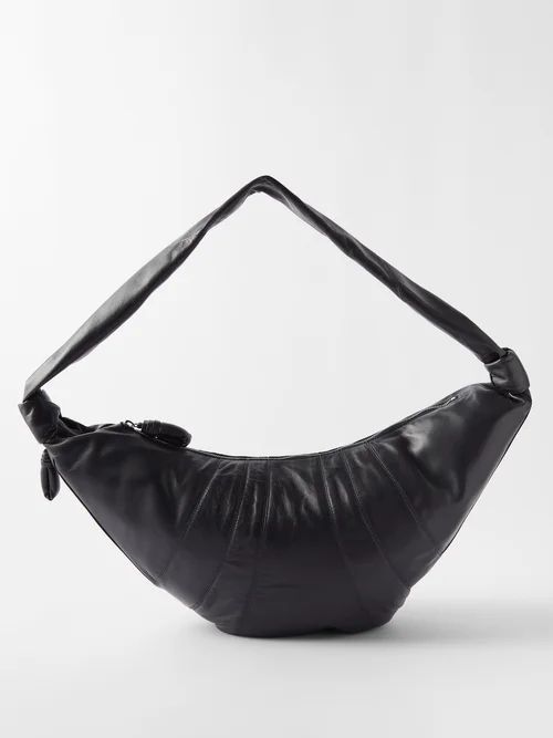 Croissant Large Leather Belt Bag - Womens - Dark Grey