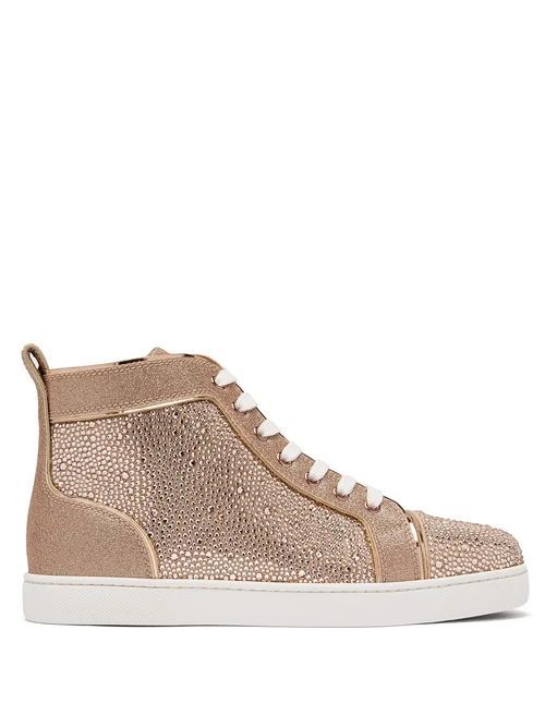 Louis Crystal-embellished High-top Suede Trainers - Womens - Gold
