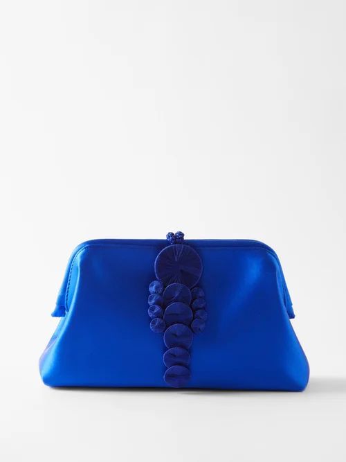 Alessia Satin Clutch Bag - Womens - Blue