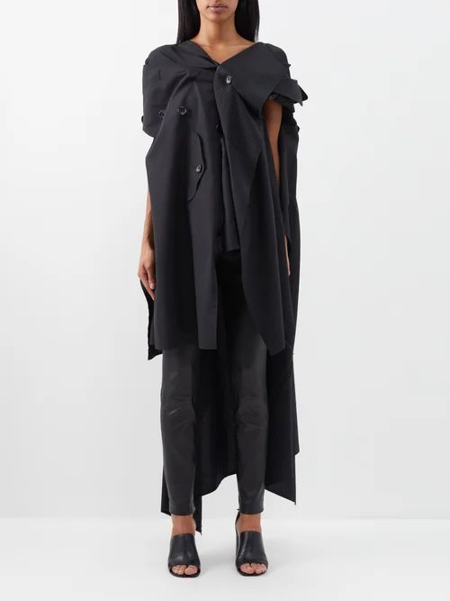 Deconstructed Pinstriped Jersey Blazer - Womens - Black