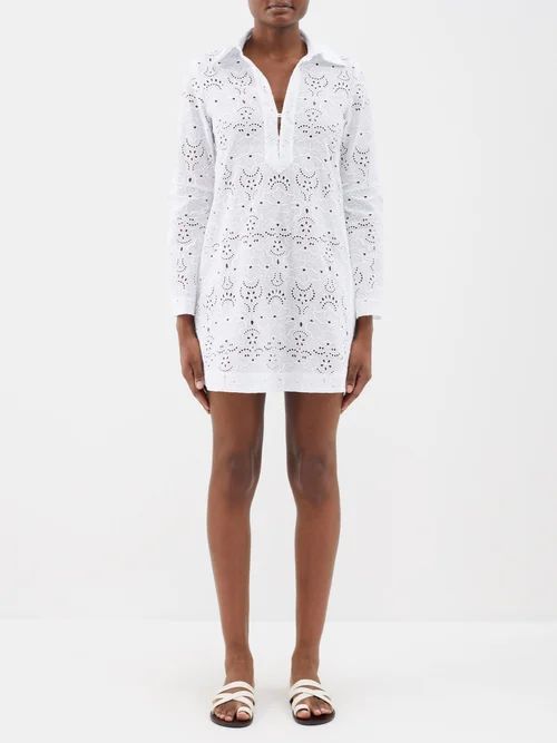 Tabitha Broderie-anglaise Cotton Mini Dress - Womens - White