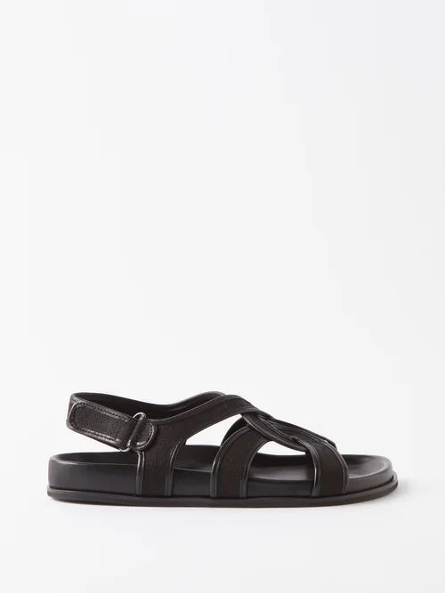 The Chunky Leather And Canvas Sandals - Womens - Black