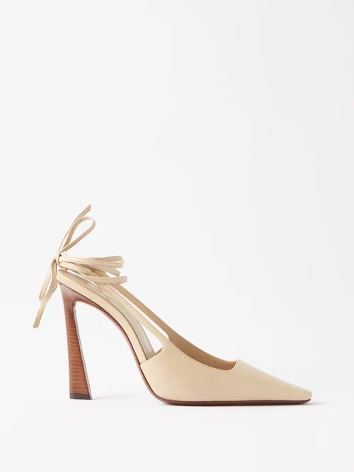 Blade 105 Ankle-strap Leather Pumps - Womens - Cream