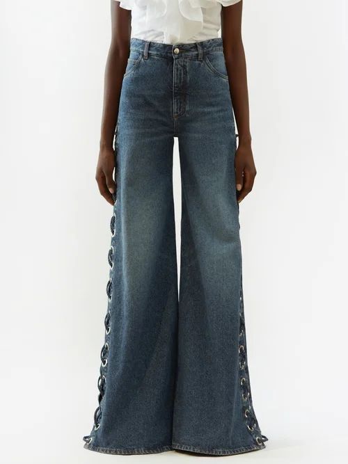 Drawstring-side Wide-leg Jeans - Womens - Denim