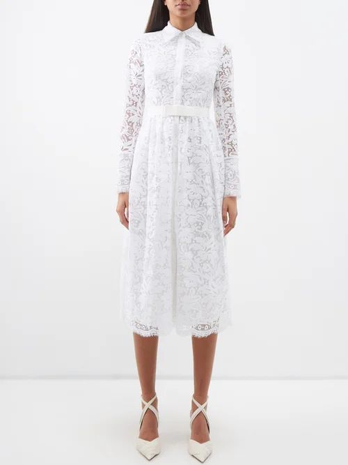 Corrine Cotton-blend Lace Shirt Dress - Womens - White