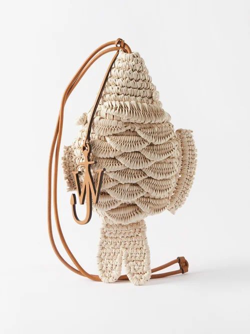 Fish Crochet-cotton Cross-body Bag - Womens - Natural