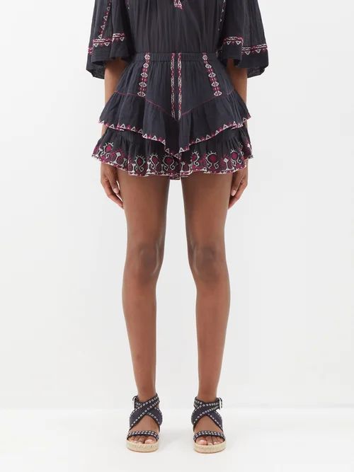 Jocadia Crinkled-cotton Mini Skirt - Womens - Black Multi