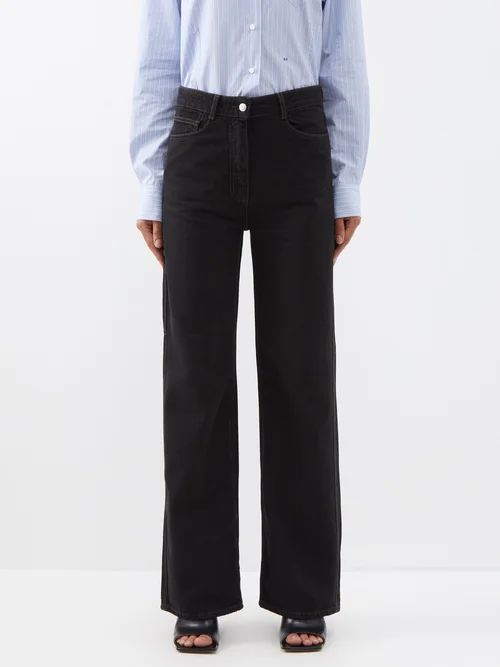 Salma Organic-cotton Blend Wide-leg Jeans - Womens - Mid Denim