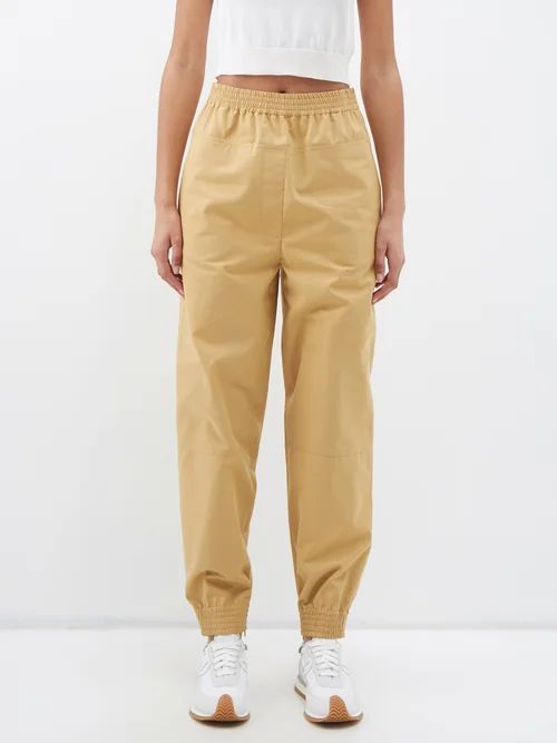 Straight-leg Cotton-blend Gabardine Trousers - Womens - Dark Yellow
