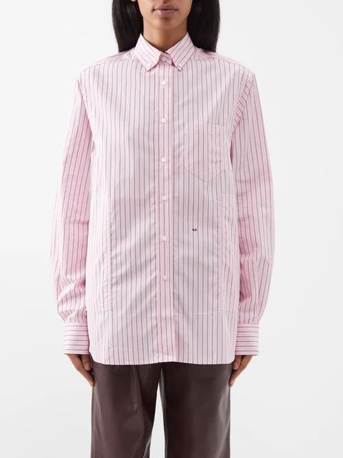 William Striped Cotton-poplin Shirt - Womens - Pink Stripe