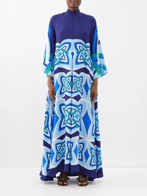 X Issimo Magnifico Solar-print Sable Dress - Womens - Blue Print