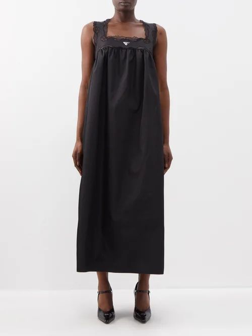 Lace-insert Re-nylon Dress - Womens - Black