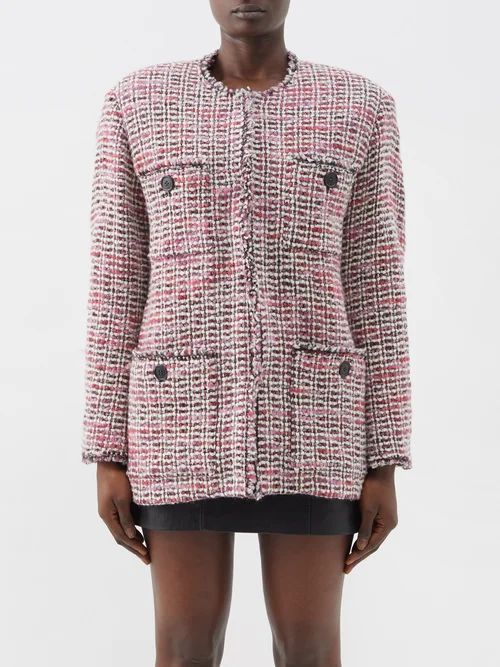 Dianaza Patch-pocket Bouclé-tweed Jacket - Womens - Pink Multi