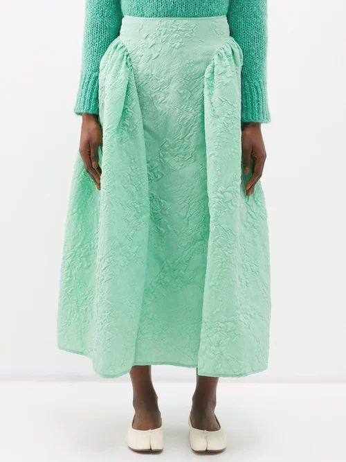 Fabiola Dahlia-matelassé Skirt - Womens - Green