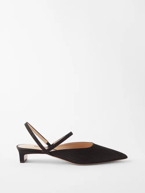 Katrina Moiré Slingback Kitten-heel Pumps - Womens - Black