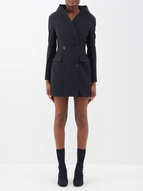 Tailored Blazer Wool Mini Dress - Womens - Black