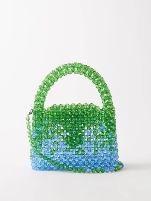 Upcycled-bead Cross-body Bag - Womens - Blue/green