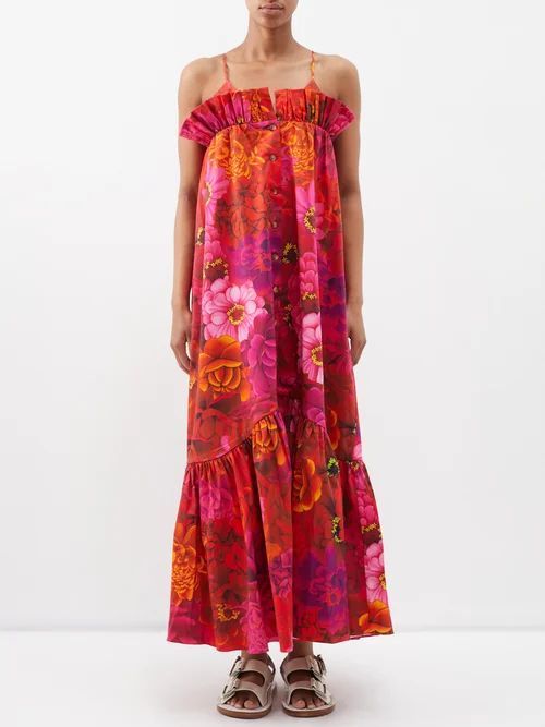 Alex Floral-print Cotton-blend Dress - Womens - Pink Print