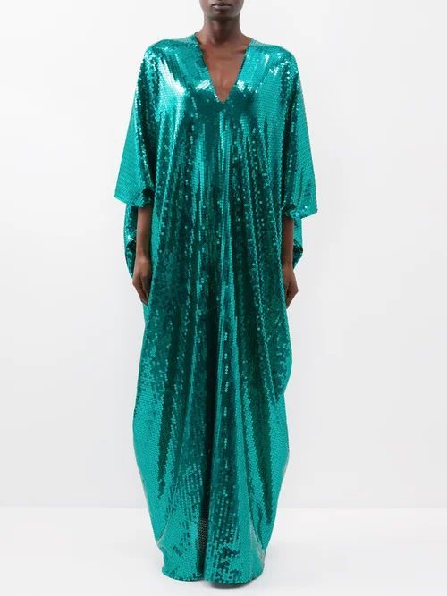 Gala Disco V-neck Sequinned-crepe Gown - Womens - Green
