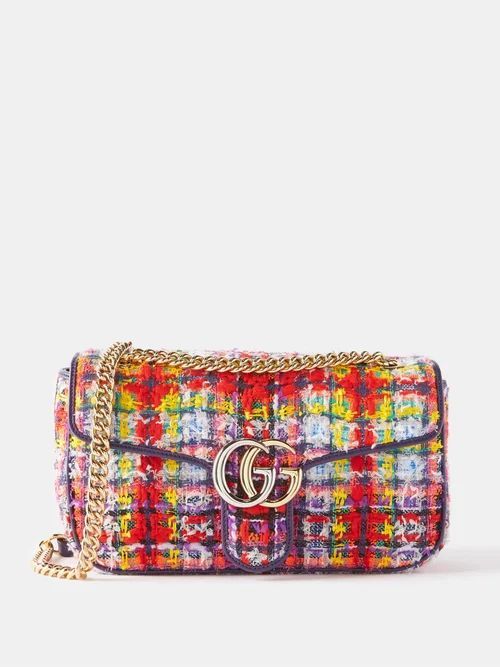 GG Marmont Small Tweed Shoulder Bag - Womens - Multi