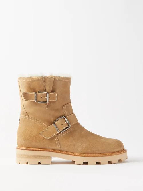 Youth Ii Shearling-lined Suede Boots - Womens - Beige