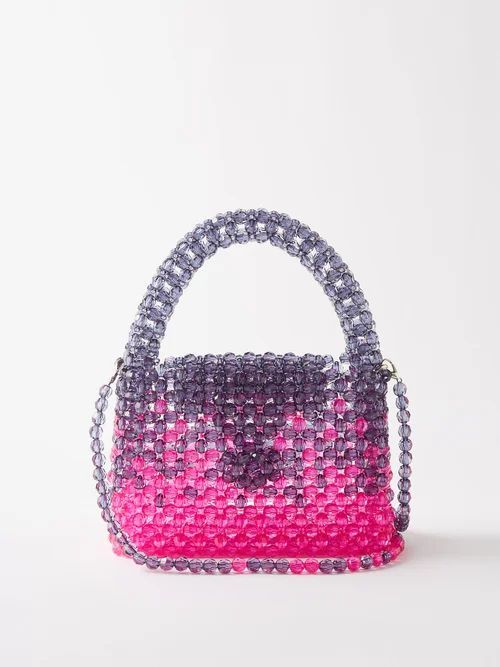 Beaded Top-handle Bag - Womens - Black Pink