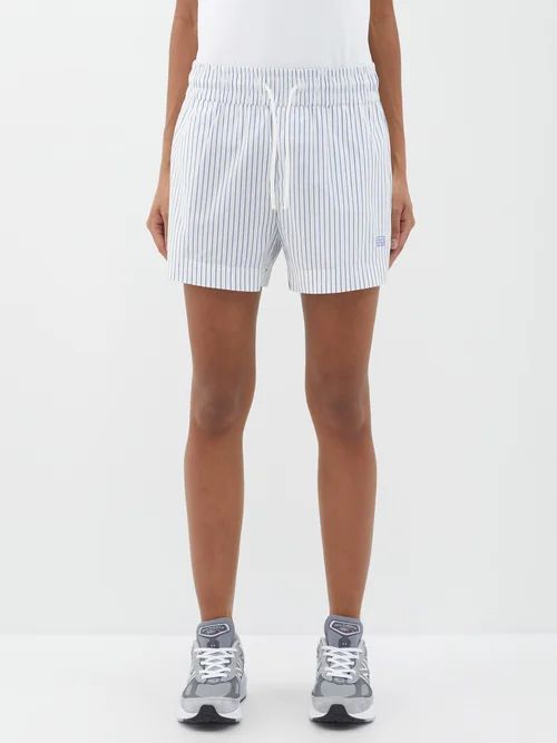 Lounge Striped Cotton-blend Shorts - Womens - Blue White