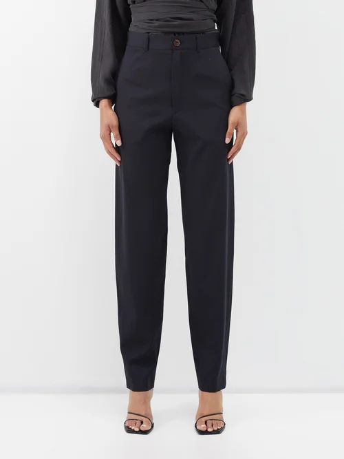 Wool-gabardine Suit Trousers - Womens - Black