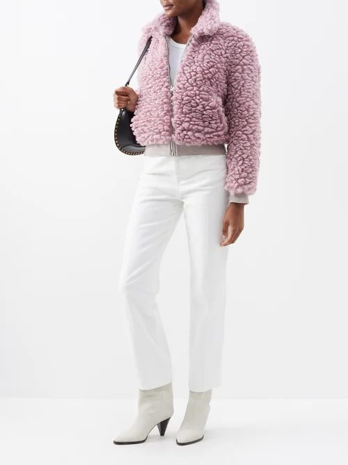 Salvia Faux-shearling Cropped Jacket - Womens - Pink