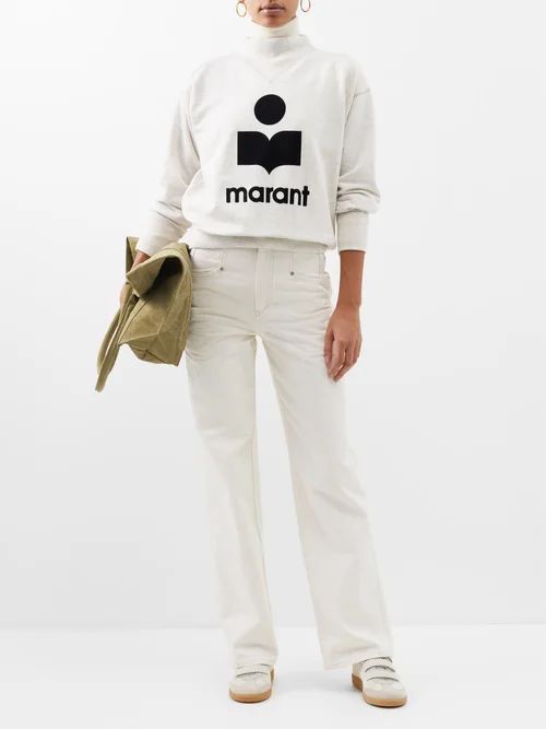 Moby Logo-flocked Cotton-blend Jersey Sweatshirt - Womens - White Black