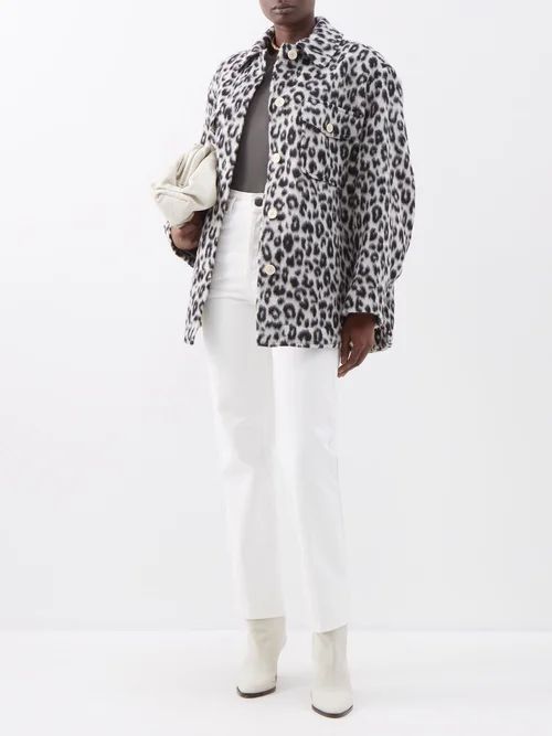 Odelino Leopard-print Brushed-wool Jacket - Womens - Black White