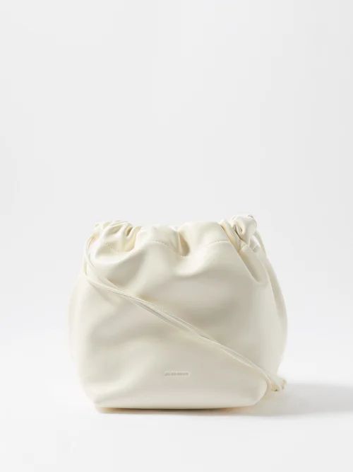 Drawstring Leather Cross-body Bag - Womens - Cream
