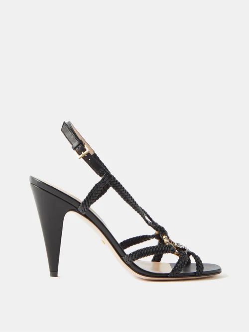 Crystal-gg Leather Sandals - Womens - Black