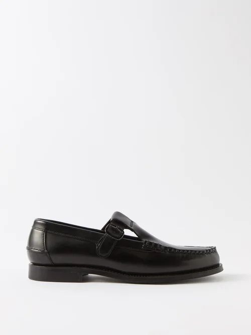 Alber T-bar Leather Loafers - Womens - Black