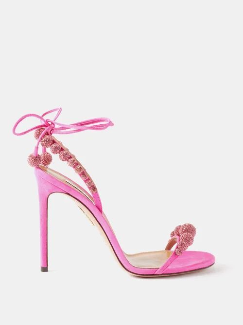 Disco Dancer 105 Embellished Suede Sandals - Womens - Pink