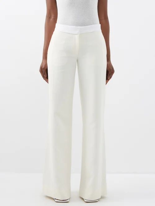 Side-panel Straight-leg Trousers - Womens - Off White