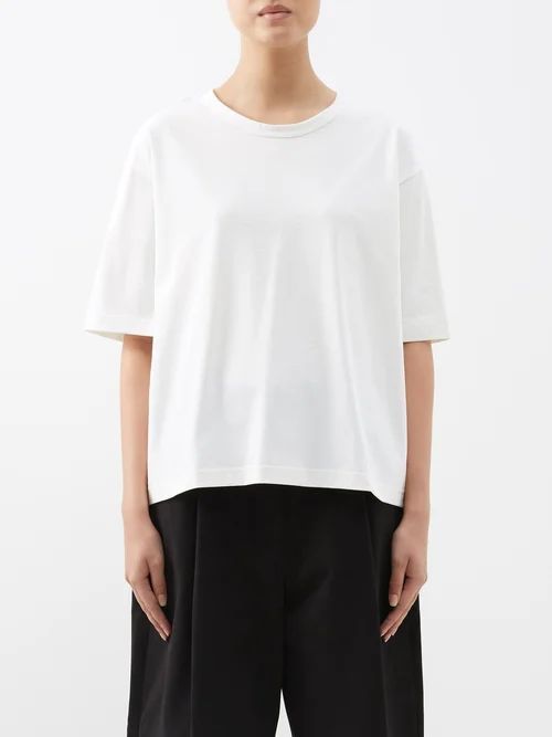 Lee Cotton-jersey Cropped Oversized T-shirt - Womens - White