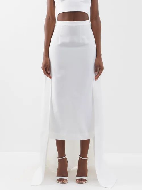 Prunella Detachable-train Cotton-blend Skirt - Womens - White