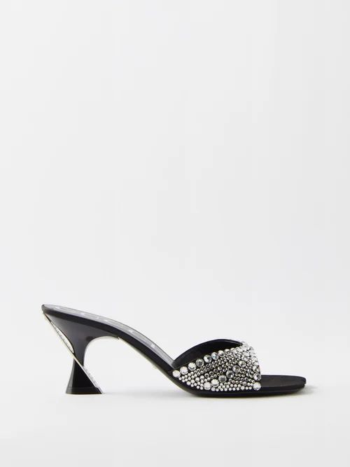 Crystal-embellished Satin Sandals - Womens - Black