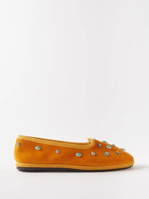 Frutate Embellished-suede Slippers - Womens - Orange