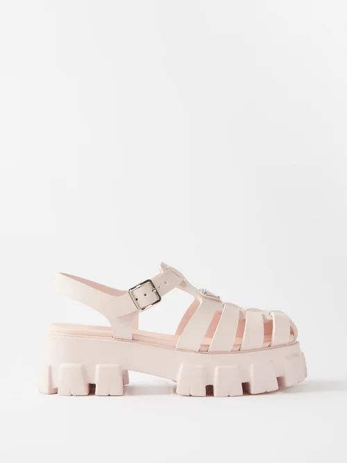 Monolith-sole Caged Sandals - Womens - Light Pink