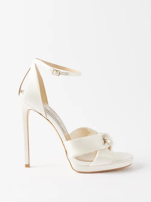 Rosie 120 Knot-front Satin Sandals - Womens - Ivory