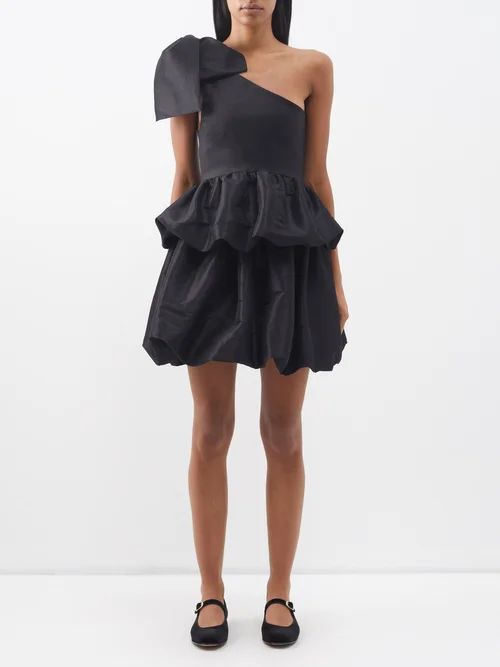 Selena Bow-halterneck Taffeta Mini Dress - Womens - Black