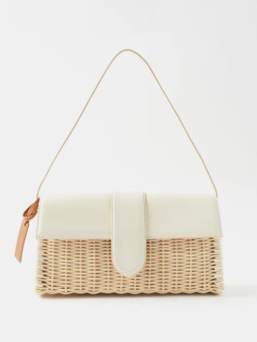 Bambino Large Wicker And Leather Shoulder Bag - Womens - Cream