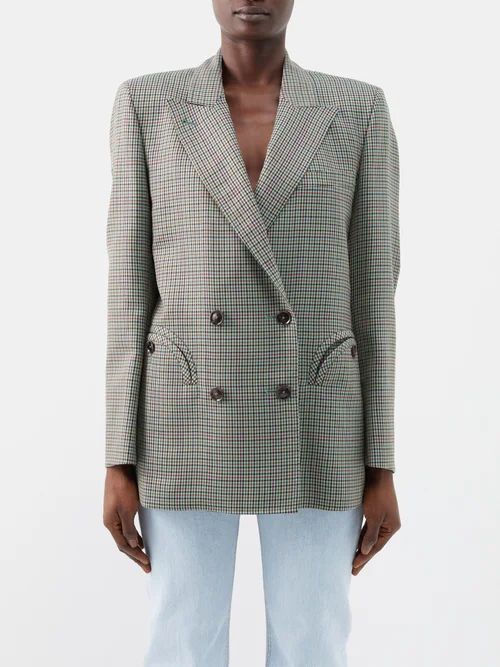 Everynight Double-breasted Wool Blazer - Womens - Green Print