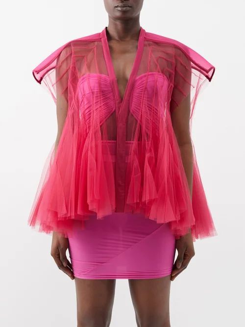 Micro Cyanea Recycled-fibre Tulle Top - Womens - Pink
