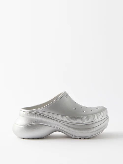 X Crocs Metallic-rubber Clogs - Womens - Silver